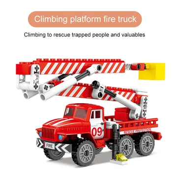 Miesto Ugniagesių Serijos Blokai Didėjančia Platforma Gelbėjimo Kopėčios Fire Truck Gaisrininkai Duomenys Plytos, Žaislų Rinkiniai Vaikams Dovanų
