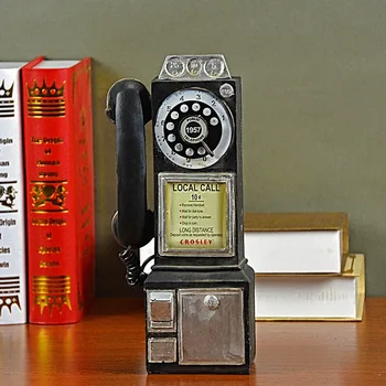 Strongwell Namų Dekoro Vintage Telefono Būdelės Piggy Bank Papuošalai Sienos Kabo Klasikinio Telefono Figūrėlės Amatų Namų Puošybai