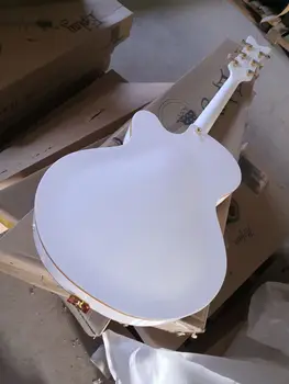 Nemokamas pristatymas Naujos Aukštos kokybės custom white G gitara tuščiavidurio kūno cutway archtop elektrinė gitara