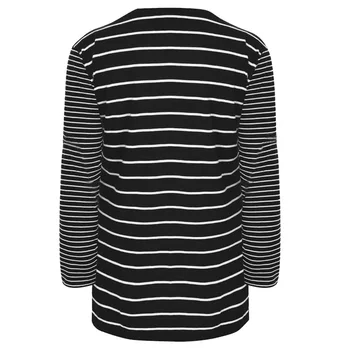 4XL 2019 m. Rudenį Plius Dydis 5XL Moterų Viršūnių Dideli Dydžiai Dryžuota Moteriška Viršūnes Tees Žiemos Long Sleeve T-shirt Atsitiktinis Didelio Dydžio Viršūnės