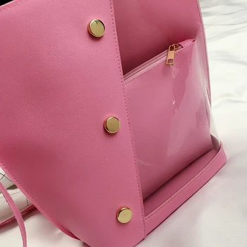 Naujas moterų pečių maišą mados dizaino PU odos krepšys canta rankinė Mini sankaba 2ps