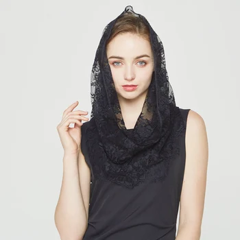Mados Aukštos Kokybės nėriniai žaliojo Black Blakstienų šalikas Apipjaustymas hijab chantilly skarų moterų nėriniai, kaklaskares