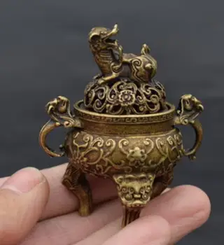 Kinijos archaize gryno žalvario Žvėris vadovas mažas Smilkalų degiklis