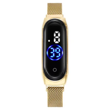 Nauja Mada Sporto Moterų Laikrodžiai, Elektroniniai Laikrodžiai LED Tinklelio Diržo Žiūrėti Vyrų Magnetas Skersai Riešą Žiūrėti Hodinky Sporto Moterų Laikrodis