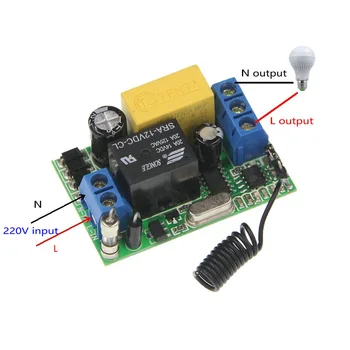 Mini Dydžio AC 220V 1CH 1CH 10A Belaidžio Nuotolinio Valdymo pulto LED šviesų Relė Imtuvas ,315/433 MHz