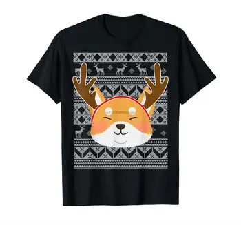 Shiba Inu Negraži Moteris-vyriški T-Shirt-Black Shiba Inu Dovanos Kalėdų Džemperis Marškinėliai